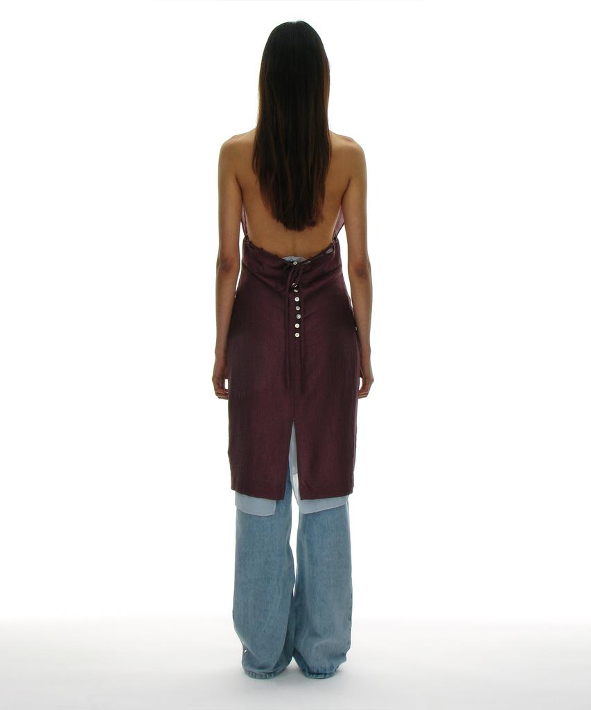 Partimento Woman Sheer Layer 2-In-1 Halter Dress_Deep Violet
