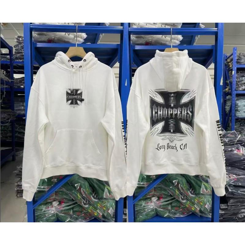 2025 Unisex Oversized Hoodie With Cross Print Vintage Washed Cotton Streetwear