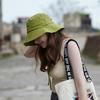 Весенне-летняя повседневная солнцезащитная шляпа на шнуровке для девочек с круглым лицом, с широкими полями, куполообразная, в форме таза, модная, для большого обхвата головы, визуально уменьшающая лицо, маленькая солнцезащитная шляпа