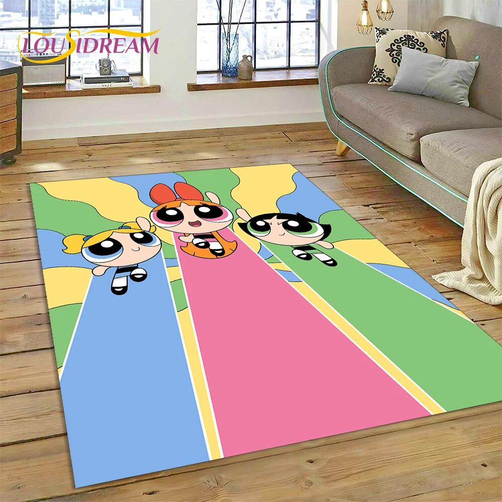 Мультфильм милый P-Powerpuff Girl ковер ковер для спальни гостиная домашний диван украшение,детская игра большой декор напольный коврик подарок