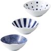 Hasami Ware Dinnerware Includes Small Bowl and 10cm X Japanese Microwave and Dishwasher Made In Product 30203 "Indigo Dye" Set, 3-Piece Set, Plate,