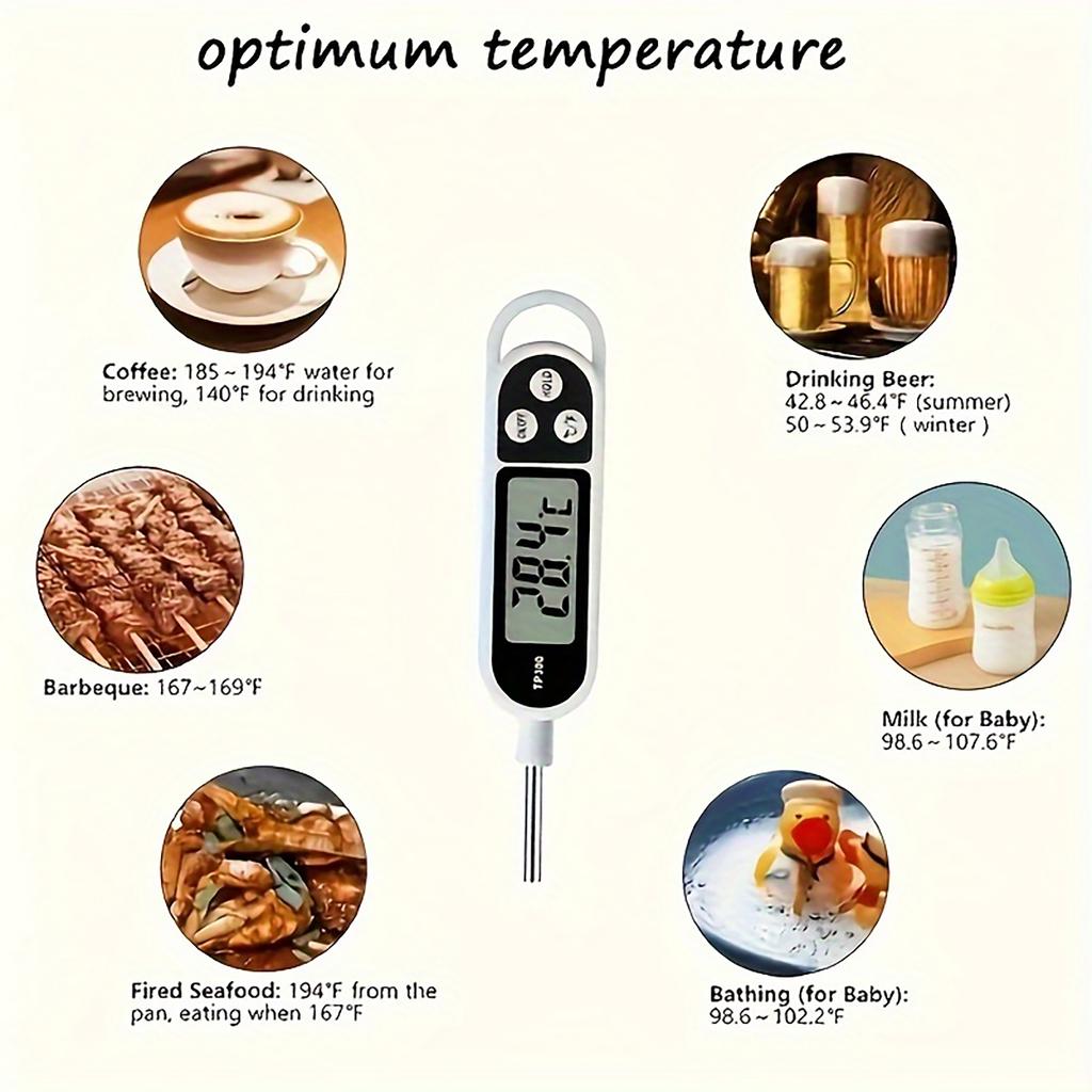Цифровой кухонный термометр 1 шт. - точный зондовый термометр, подходит для приготовления пищи и выпечки, быстрое считывание, идеально подходит для мяса