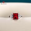 Square Blue Red Series Stone Women Ring Simple Minimalist Pinky Accessories Ring Band Elegant Engagement Jewelry Rings