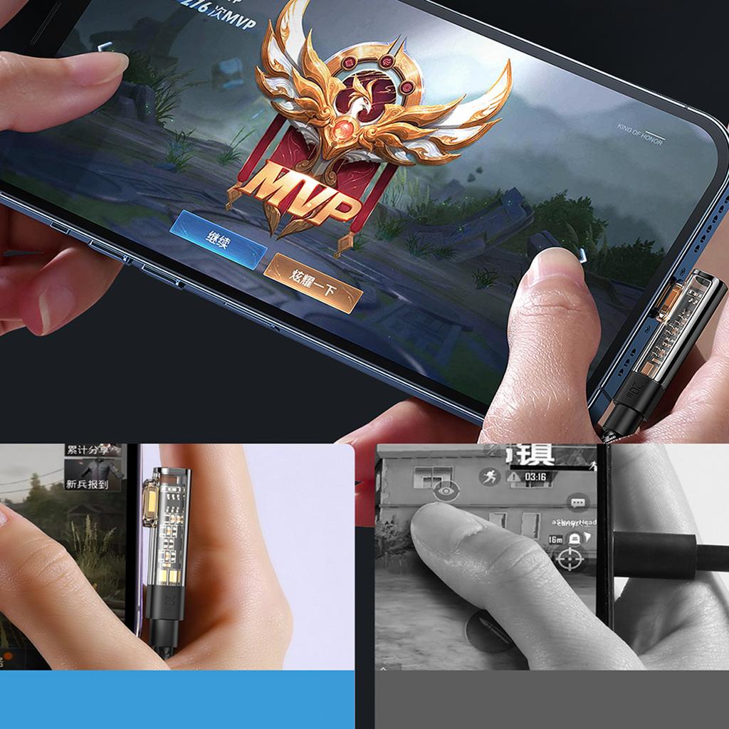 Joyroom Angled Lightning To USB-A Cable for Gaming, 2.4A, 1.2m, Black