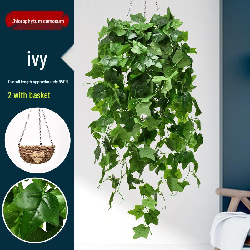 Artificial Green Plant Wall Décor - Rattan Hanging Vines with Pothos and Spider Plant for Indoor Living Room