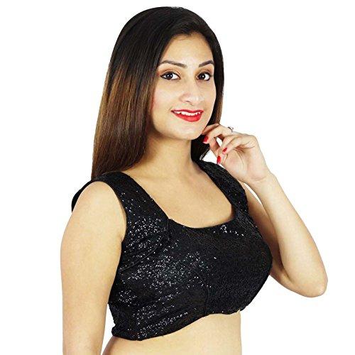 Dense Sequins Choli Black Designer Wear Bollywood Crop-Top Ready-Made Blouse