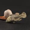 Carving Brasses Grouper Miniature Sculpture Chinese Antique Fengshui Figurine for Home Office Decoration Ornament Gift