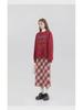 Красная шерстяная юбка в клетку с высокой талией для стройных фигур типа «груша» — корейский стиль, А-силуэт, идеально подходит для весны и осени
