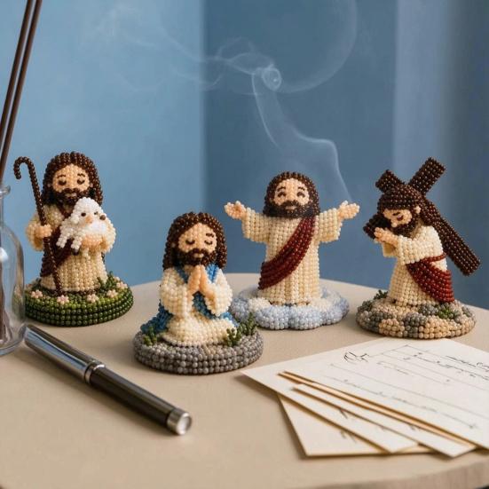 Набор для рукоделия из бисера «Сделай сам», 3D-фигурки Иисуса и Девы Марии из бисера, Набор для творчества, Набор для создания бисерных картин с религиозными фигурами для взрослых, Христианские подарки