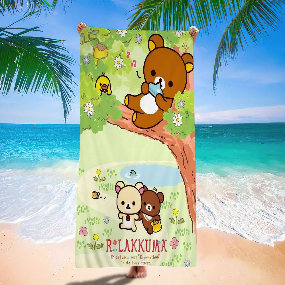 Япония Милый Мультяшный R-ilakkuma Пляжное Полотенце Цветные Банные Полотенца Для Девочки Микрофибра Быстросохнущие Индивидуальные Без Песка Пляж Йога Спортзал