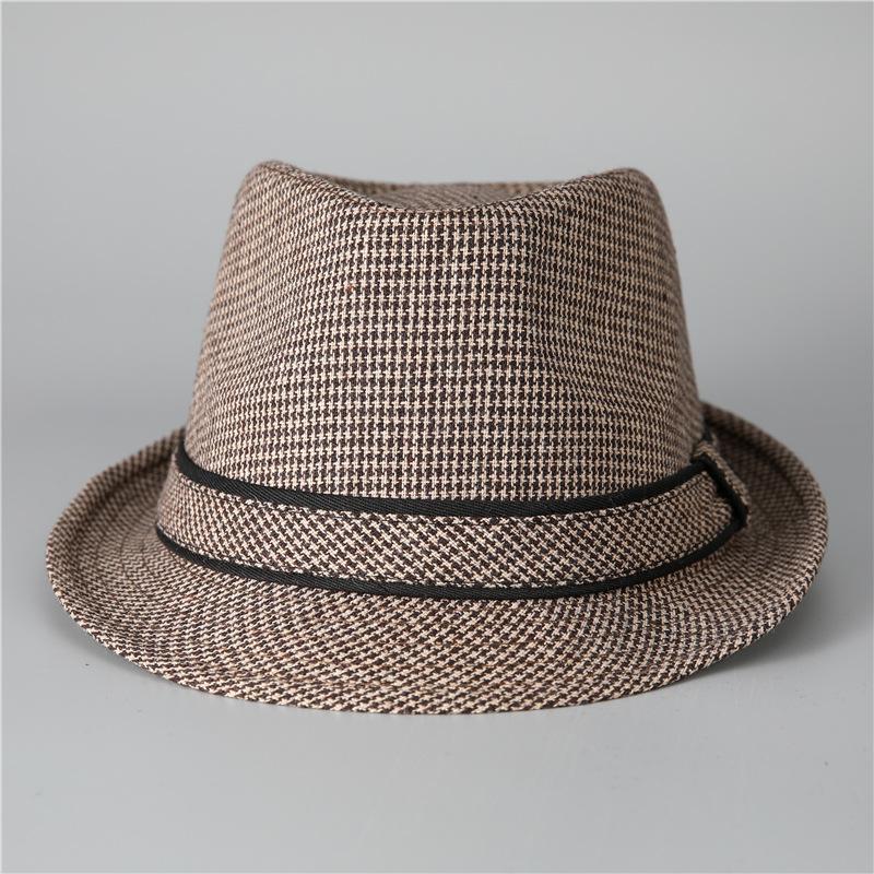 In The Elderly British Style Men'S Top Hat Spring And Autumn Old Man Gentleman Hat Dad Woolen Thousand Bird Grid Jazz Hat Winter