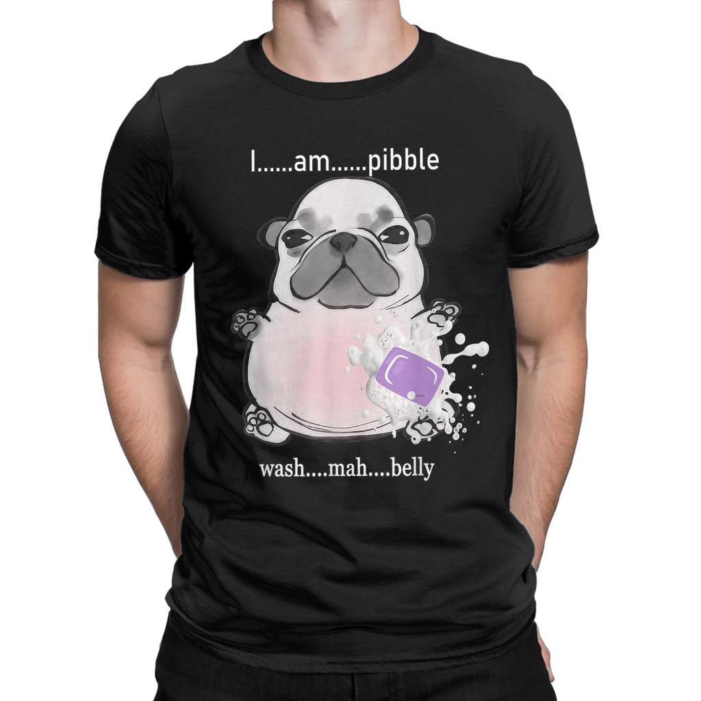 Мужские футболки I Am Pibble Wash My Belly Pibble Meme Смешные собаки Мозговая гниль Хлопковая одежда Смешная футболка с круглым вырезом Футболки большого размера
