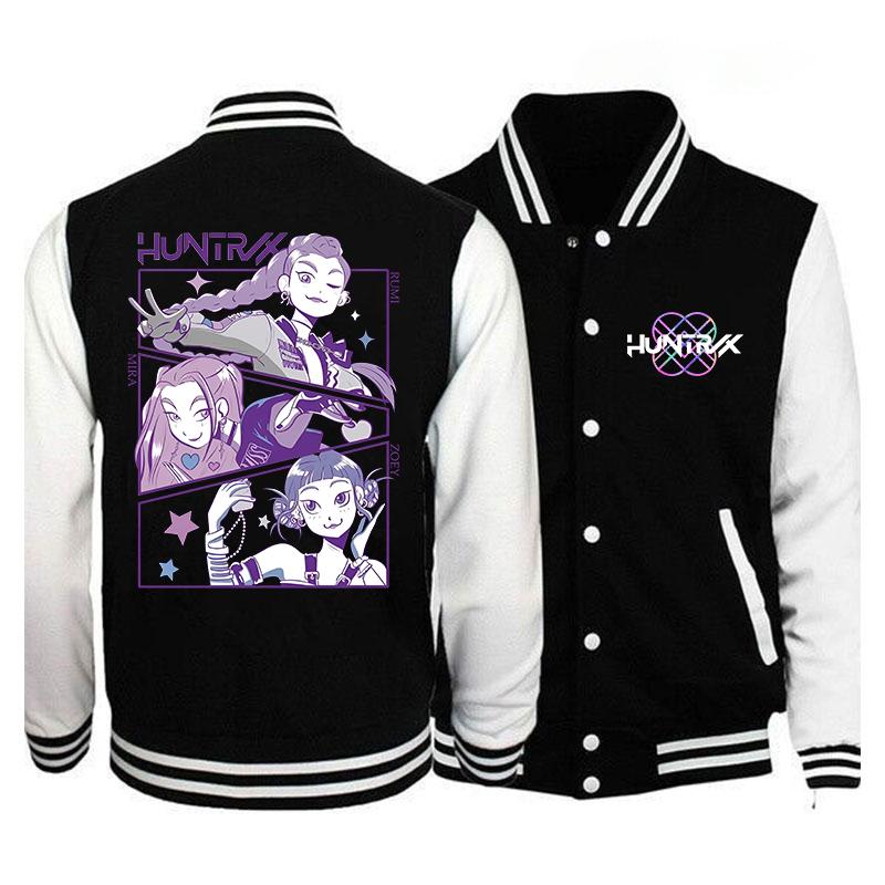 Новая K-pop куртка-бомбер «Охотники на демонов» осенне-зимний флисовый спортивный костюм аниме бейсбольная форма для женщин и мужчин трикотажные топы с длинным рукавом