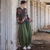Women Vintage Ramie Pants Solid Color Loose Ramie Trouser Spring Elastic Waist Pockets Women Long Pants