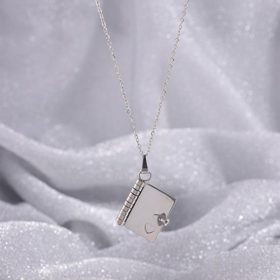 Ожерелье-книга из титановой стали, открывающееся, мини-подвеска-книга, ожерелье с подвеской в виде книги любви, ювелирный подарок для нее