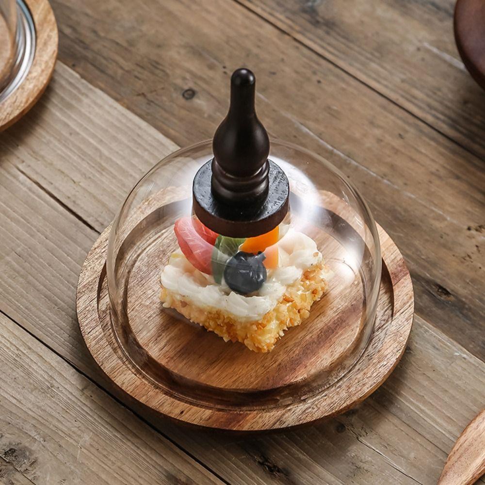 Со стеклянным пылезащитным чехлом, подставка для десерта, деревянный поднос для хранения, столовые приборы, коробка для масла, магазин
