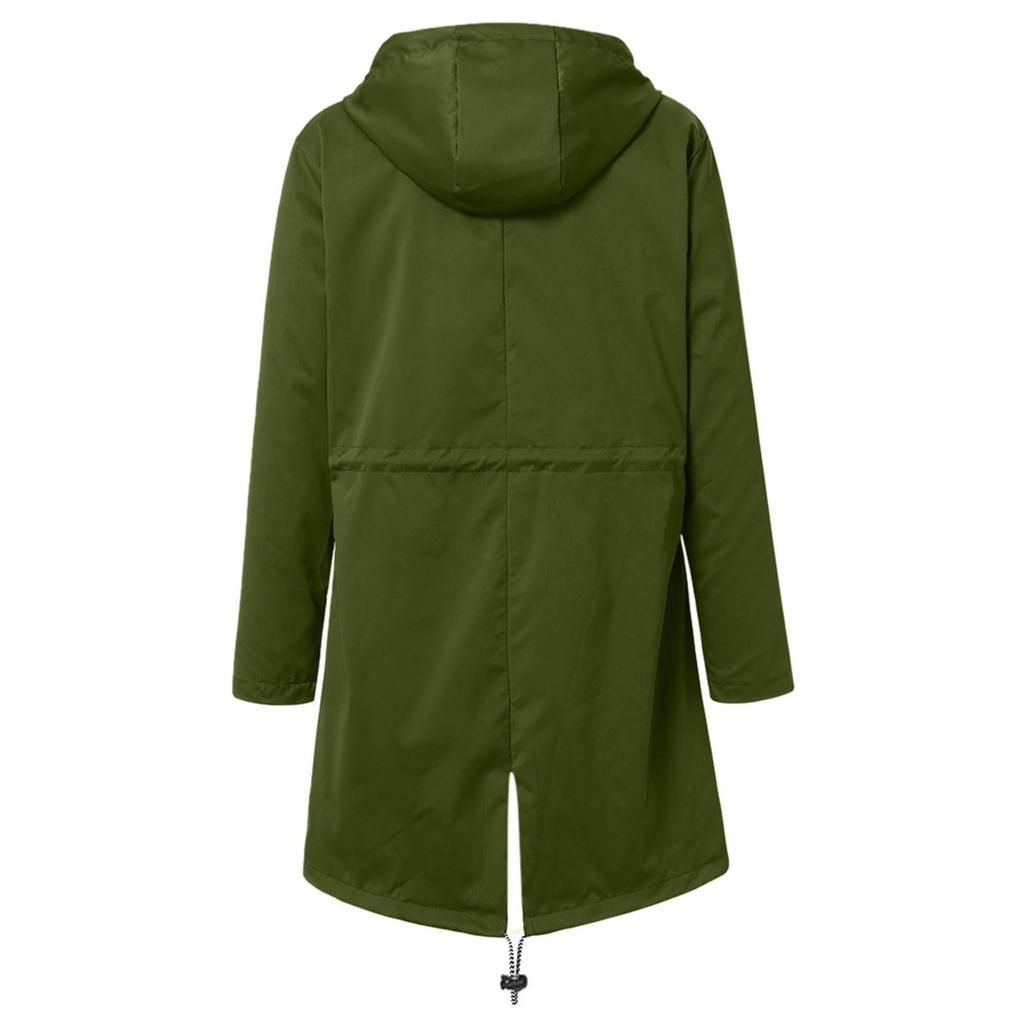 Женская однотонная полосатая куртка от дождя на открытом воздухе плюс средний и длинный водонепроницаемый плащ с капюшоном ветрозащитный