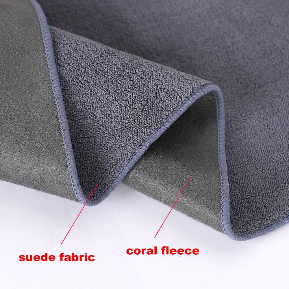 Doube-sided Car Wash Towel for Glass Window Suede Coral Fleece Car Cleaning Drying Cloth No Water Marks Lint-free Auto Wash Tool