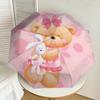 1pc Teddy Bear with Bunny on Pink Floral Background Umbrella with Plastic Handle,Suitable for All Seasons Home Travel Outdoor UmbrellaDD095