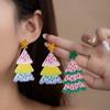 Festive Colorful Christmas Tree Earrings Glitter Acrylic Creative Dopamine Design Women Elegant Earrings