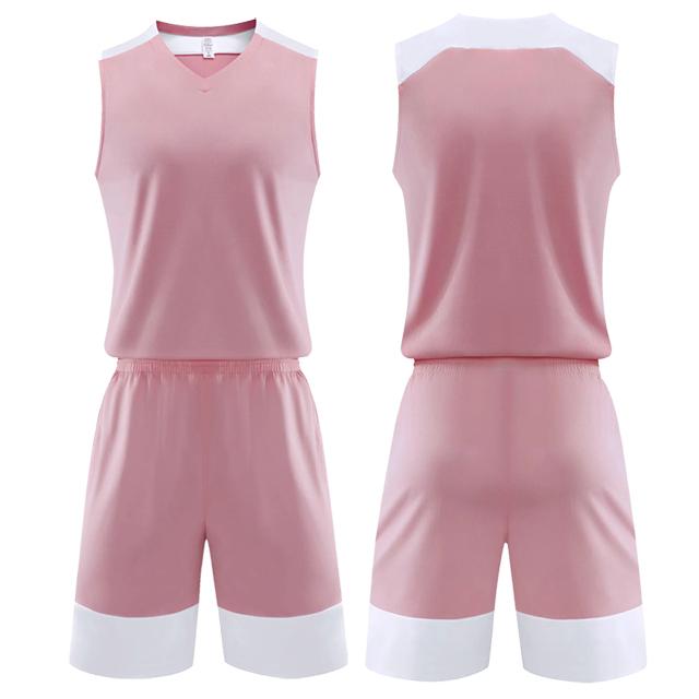 Kids Men Women Basketball Jersey Set Child Men Blank Basketball Uniforms V-Neck Training Vest Double Pocket Shorts Sports Suit