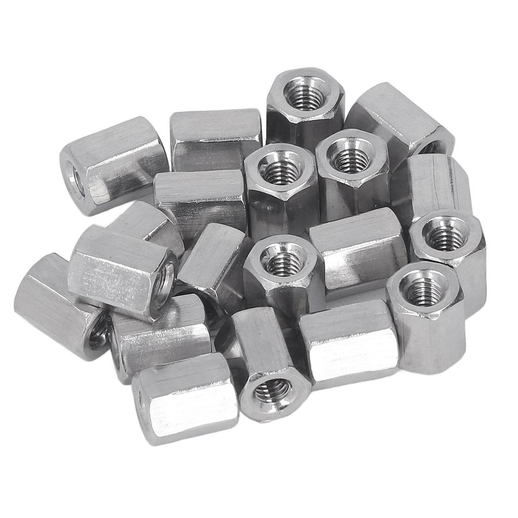 20PCS Hex Coupling Nut Stainless Steel Rustproof M4 X 0.7 8 L10mm 6 Sides Connector Nuts for Installation
