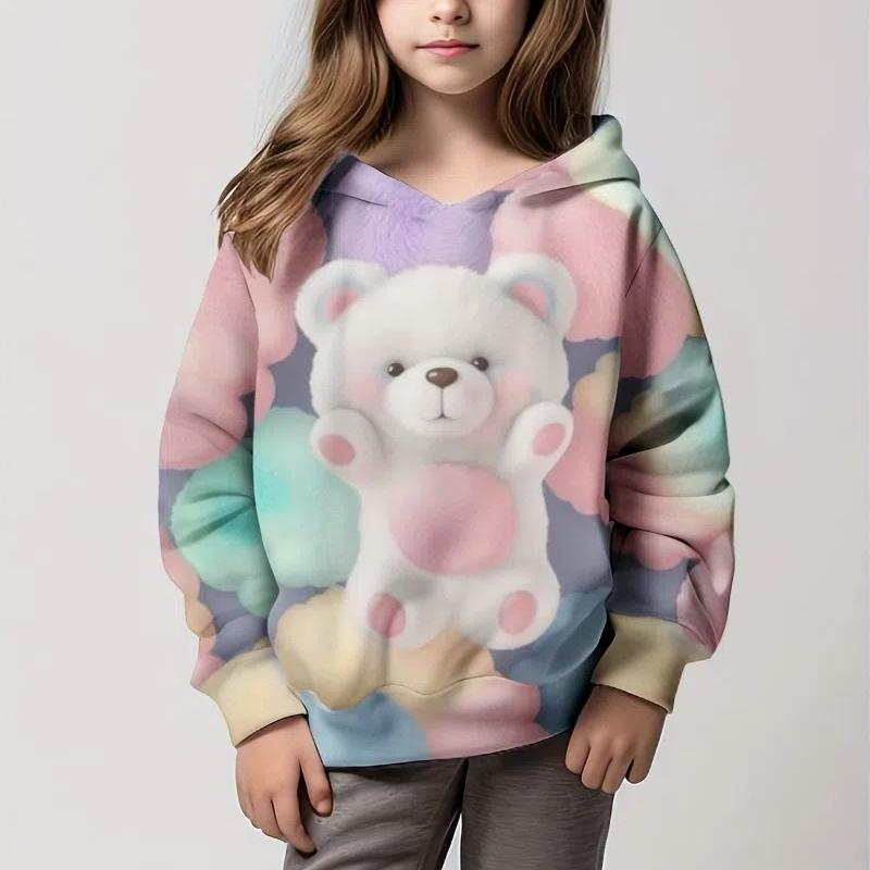 Толстовка с капюшоном для девочек с рисунком кота из мультфильма, детская одежда для девочек от 1 до 12 лет, удобная толстовка с длинным рукавом, детская одежда