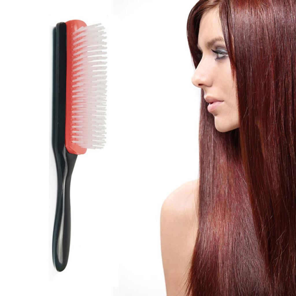 2 Pcs 9 Rows Hair Brush Nylon Bristle Styling Brush Curly Hair Detangling Brush for Separating