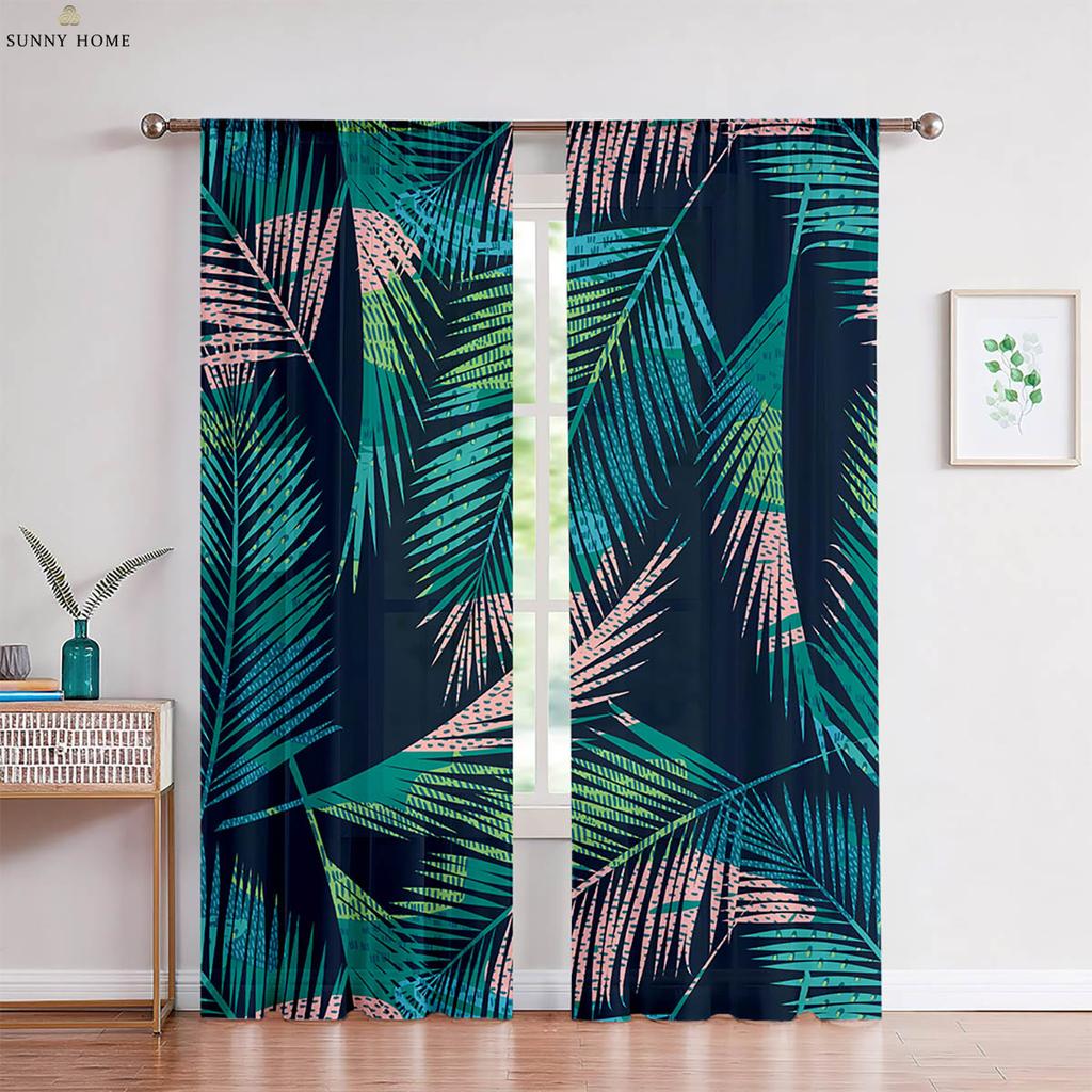 2 шт. тропическая растительность зеленые листья монстера листья 3D печать шторы спальня гостиная кухня декоративные шторы