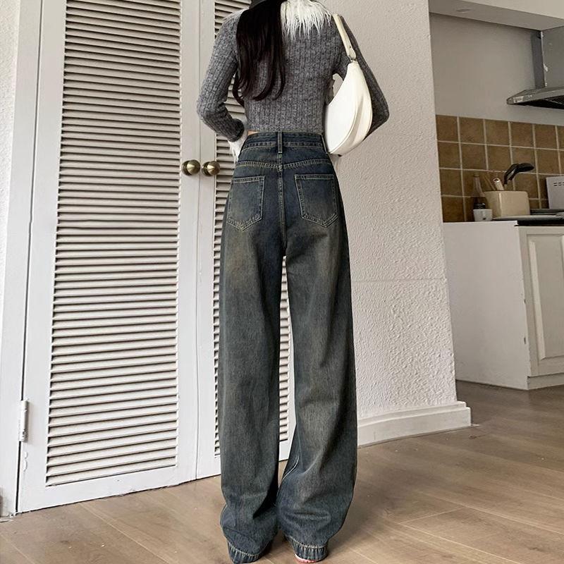 Винтажные женские джинсовые джинсы свободного кроя с высокой талией