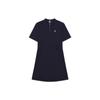Modern Heritage Classic Business Half-Zip Stand Collar Solid Color Logo Pullover Short Sleeve Dress Women Dresses Legendary-Blue F11W331302F-NV