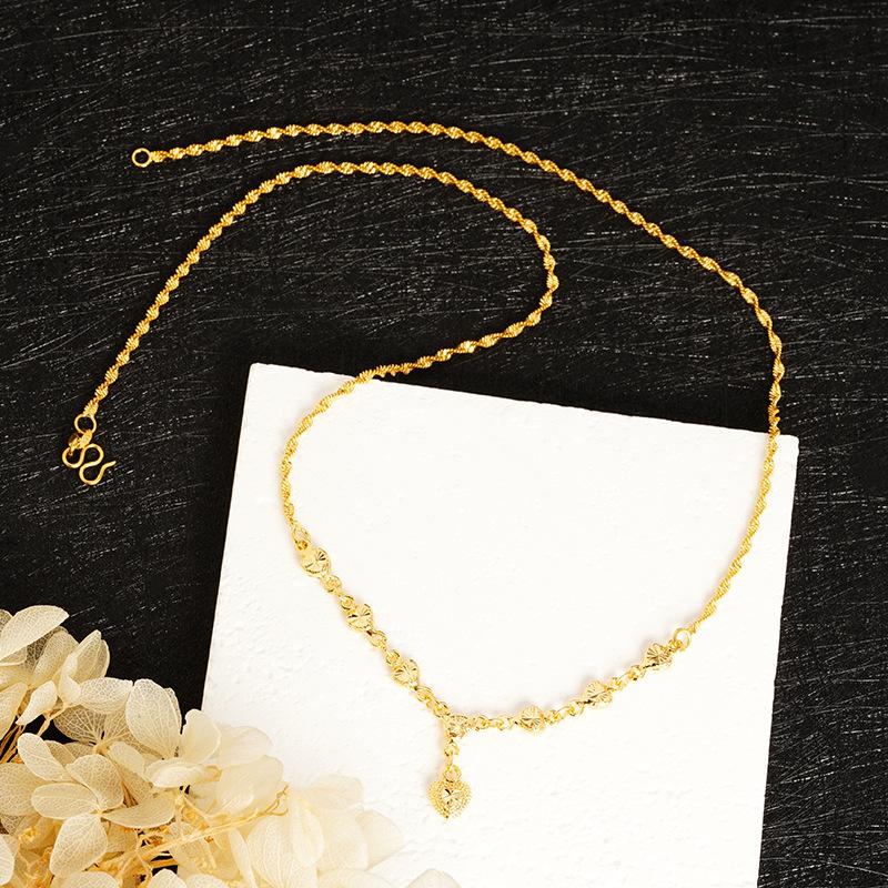 Imitation Gold Necklace Jewelry for Women, Long-lasting Colorfast, Simulated Bride Wedding, Vietnamese Sand Gold Sweater Chain, Versatile
