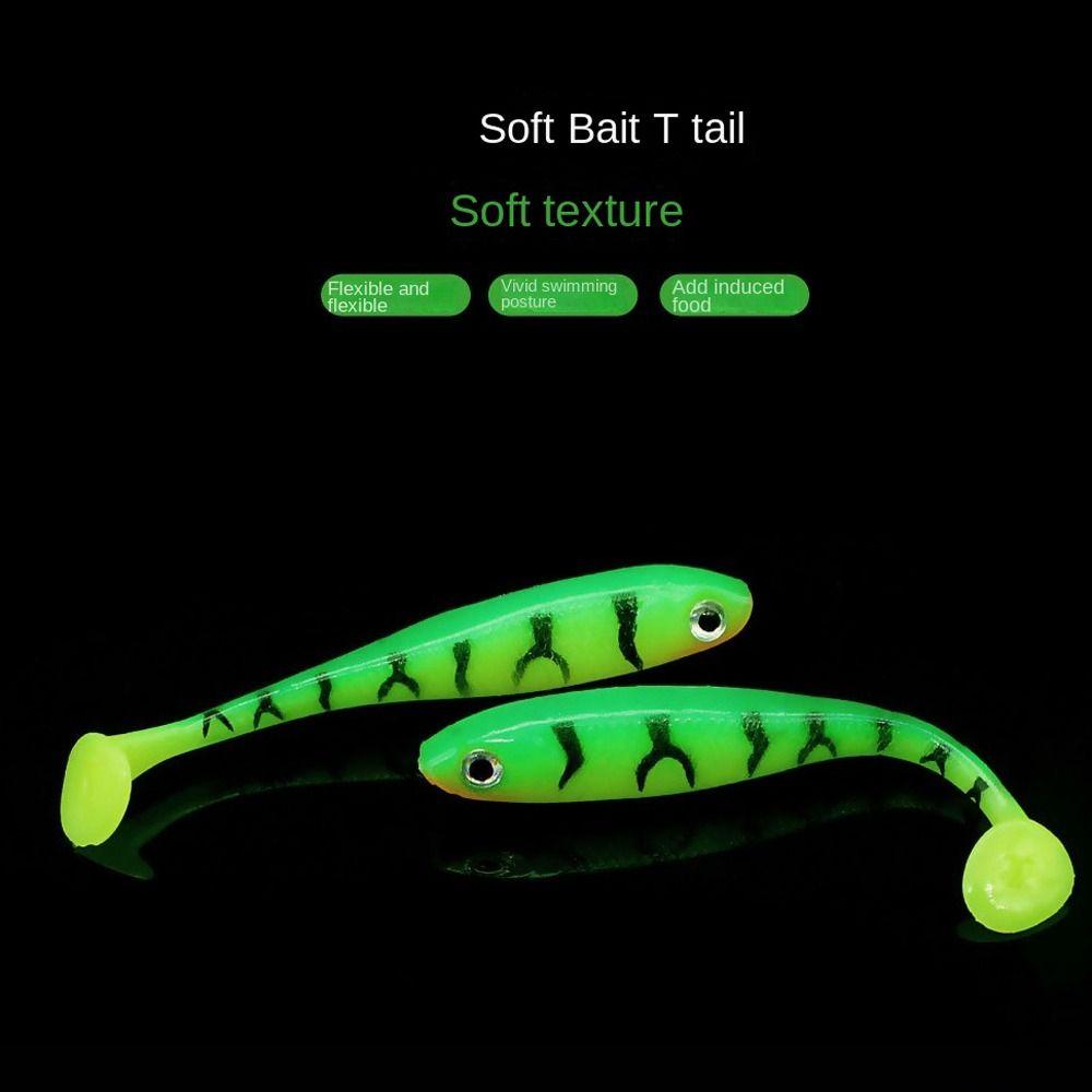 5PCS Artificial T-tail Soft Bait Silicone Jigging Wobblers Paddle Tail Swimbaits  Pike