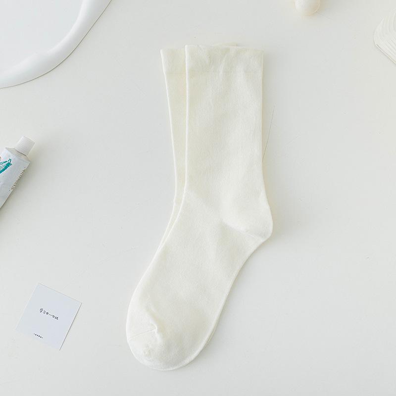 Zizhong Tube Socks Socks Trendy Season Stockings Moon Pile Socks Girls Versatile Boneless Socks Pure White