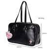 Sanrio Synthetic Leather School Boston Bag with Heart Pouch (My Melo-Black)