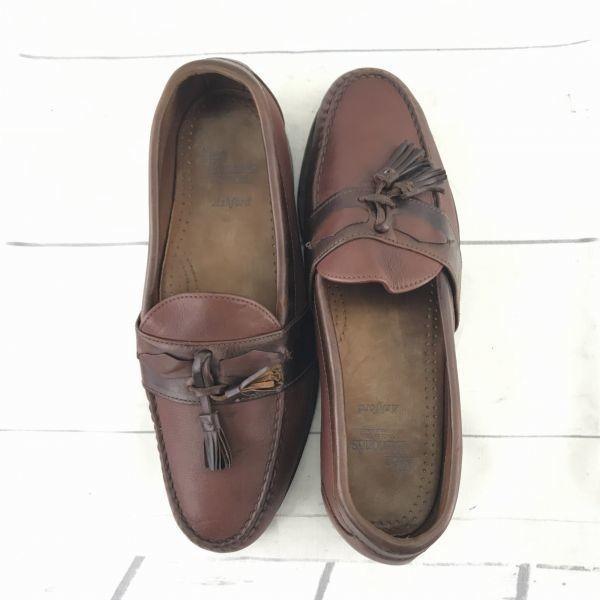 Винтажные 80-90-е / Сделано в США / Кожаные лоферы с кисточками Allen Edmonds “Ashford” Коричневые /10D / 27.5см/(ИСПОЛЬЗОВАЛ)