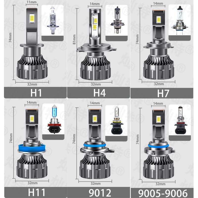 2 шт. автомобильные лампочки, автомобильная лампа 6000K H1 H3 H4 H7, светодиодная Canbus 100 Вт 20000LM H8 H11 HB3 9005 HB4 9006 Led