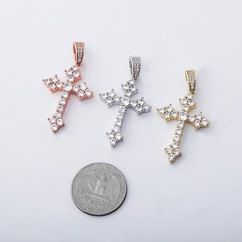 European and American Retro Zircon Cross Pendant Necklace