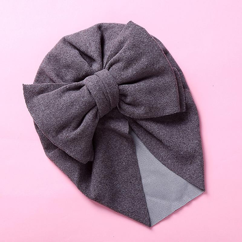 Новая однотонная детская шапка-тюрбан с большим бантом, милая шапочка для младенца, эластичная повязка на голову-бандана для новорожденных, головной платок, шапочка, детские аксессуары для волос