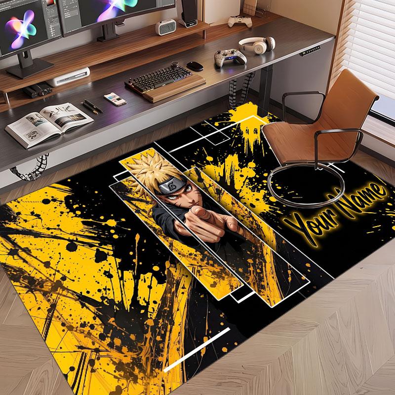 Custom Name Crystal Velvet Rug,Naruto Comfortable Anti Slip Floor Mat For Room Decoration