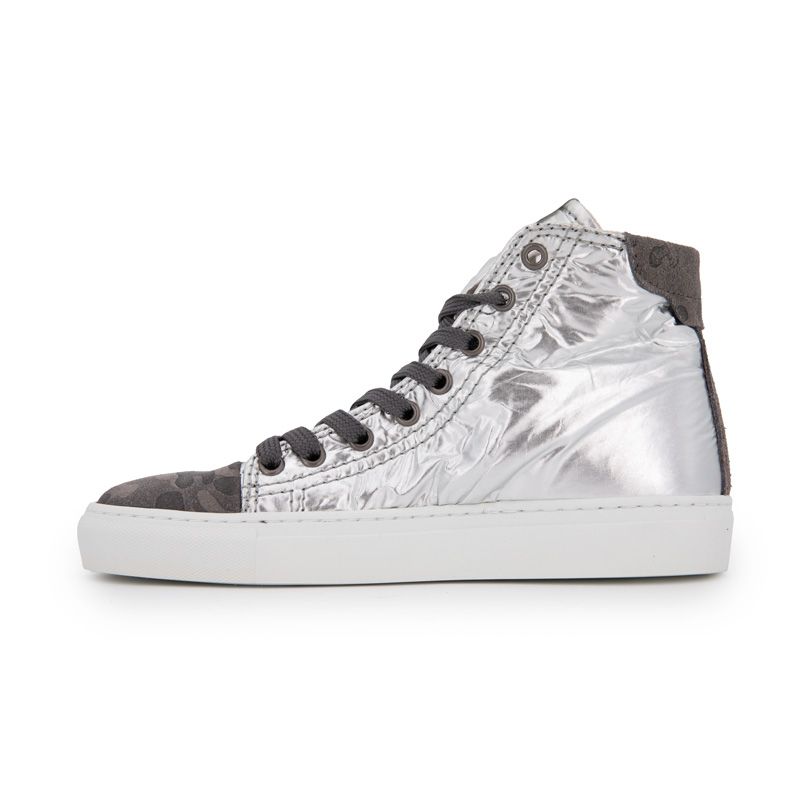 Женские высокие кеды URBAN серебристо-камуфляжного цвета