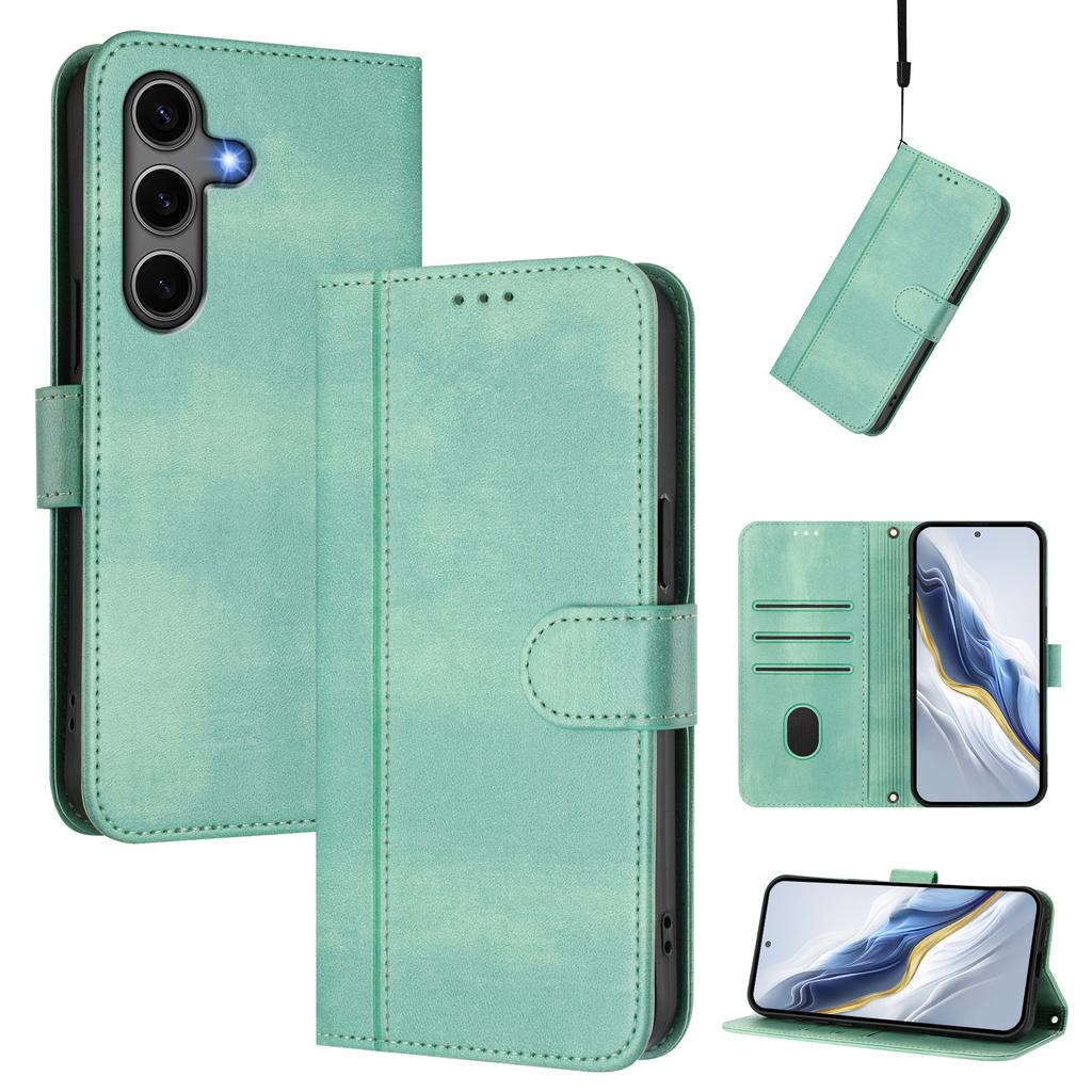 For Samsung Galaxy S24+/Galaxy S25+ Cases Wallet Stand Retro Texture Leather Phone Cover with Lanyard