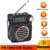 Portable FM Radio Mini Pocket FM AM SW Radios Receiver Built-in Speaker Wireless Bluetooth 5.0 Music Player with LED Flashlight
