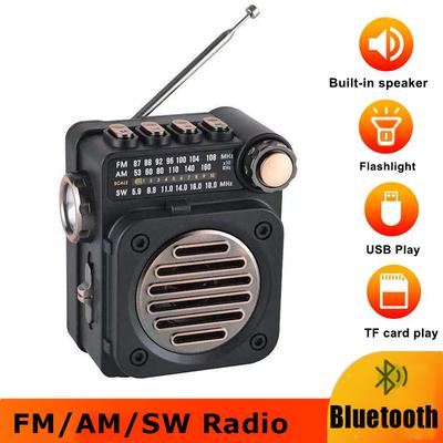 Портативное FM-радио, мини-карманный FM AM SW радиоприемник, встроенный динамик, беспроводной Bluetooth 5.0, музыкальный плеер со светодиодным фонариком