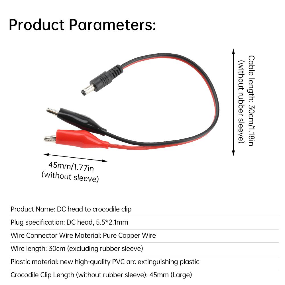 25CM/30CM Metal Alligator Clip Crocodile Electrical Clamp for Testing Probe Crocodile Test Clip to DC Adapter Multimeter For Car