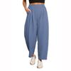 Women's Summer High Waisted Pants Casual Length Work Trouser Slacks With Pockets