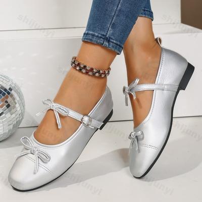 Модные элегантные туфли Мэри Джейн с бантом, с мелким вырезом, повседневные, женские, новинка осени 2025 года, на мягкой подошве, удобные, модные, плоские, одинарные