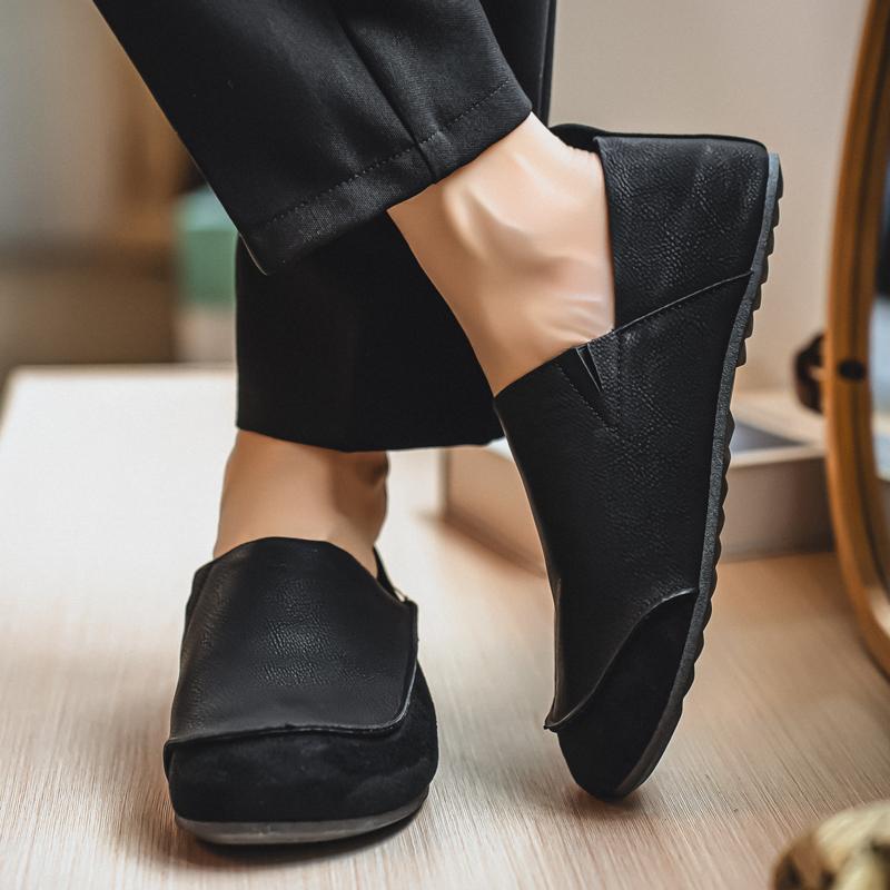 Мужские ретро мокасины Обувь Мода Повседневные слипоны Балетки Обувь для вождения Черные Хаки Обувь с широким носком Большой размер