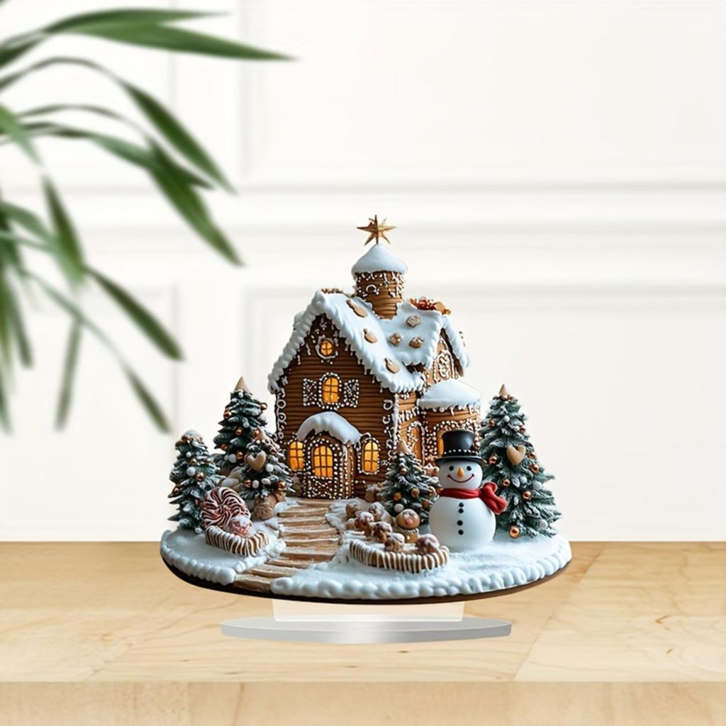 A 2d Multi-Functional British-Style Decorative OfficeCafe Desktop Gingerbread House