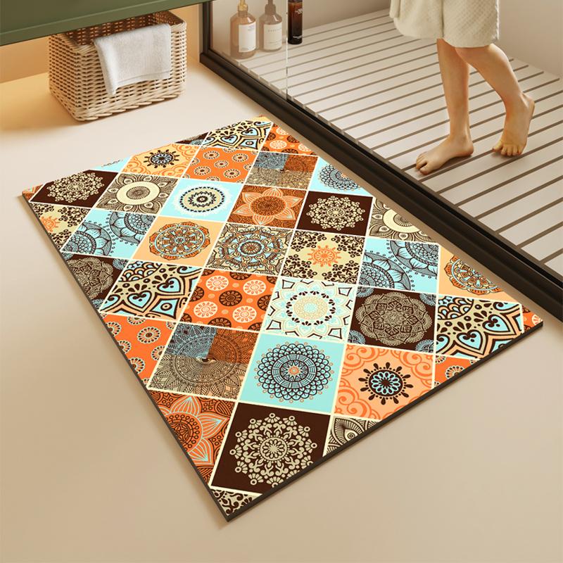 Diotomite Bathroom Bath Mat Super Absorbent Foot Mats Non-Slip Quick Dry Shower Carpet Toilet Rug Doormat Washable